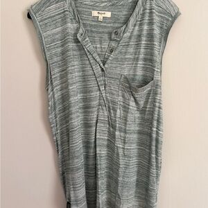 Madewell Gray Muscle Tee with Mandarin Collar